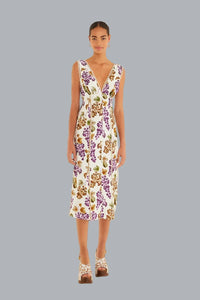 GRAPE GARDEN SLEEVELESS MIDI DRESS