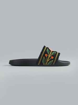 EMBROIDERED TERRY SLIDES