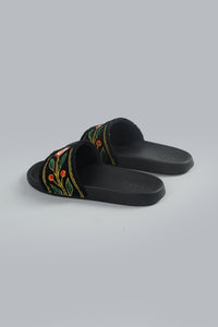 EMBROIDERED TERRY SLIDES