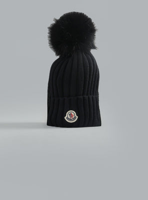 MONCLER LOGO BEANIE Black WOMEN