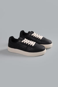 Initial Leather Sneaker Black