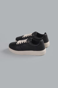 Initial Leather Sneaker Black