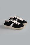 suede low top sneaker black
