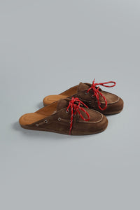 Boat Loafer Mule Suede DARK BROWN