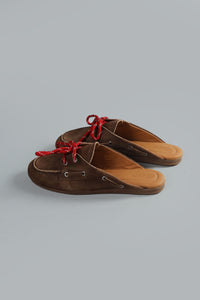 Boat Loafer Mule Suede DARK BROWN