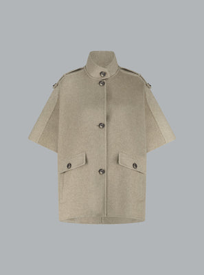 FRENKIE WOOL CAPE DARK BEIGE