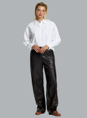 LUCCA LEATHER PANTS DARK BROWN