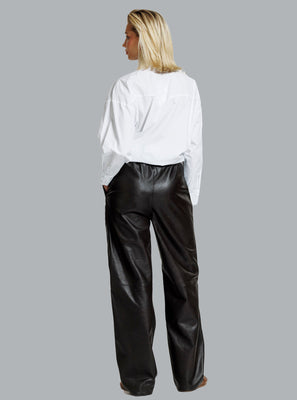 LUCCA LEATHER PANTS DARK BROWN