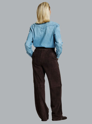 LUCCA SUEDE PANTS DARK BROWN