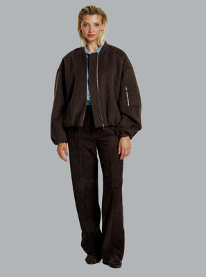 PEARL WOOL BOMBER JACKET CHESTNUT