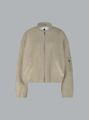 PEARL WOOL BOMBER JACKET DARK BEIGE