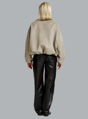 PEARL WOOL BOMBER JACKET DARK BEIGE