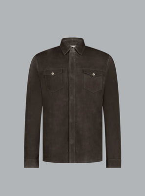 ROCCO SUEDE OVERSHIRT COFFEE