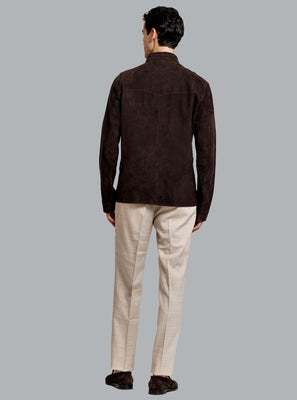ROCCO SUEDE OVERSHIRT COFFEE