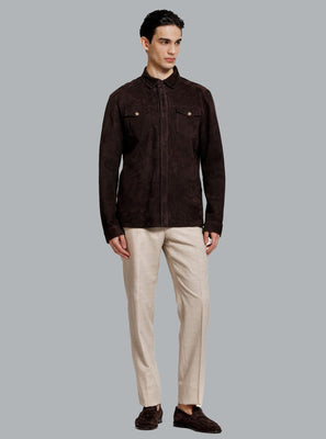 ROCCO SUEDE OVERSHIRT COFFEE