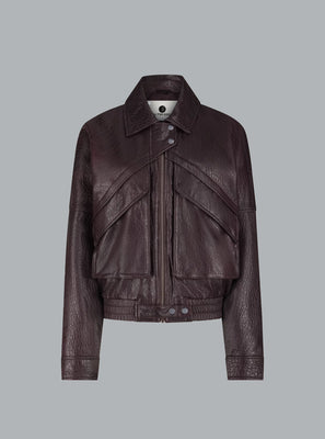 RIVER LEATHER JACKET BURGUNDY