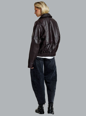 RIVER LEATHER JACKET BURGUNDY