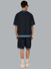 Gestreepte blauwe polo