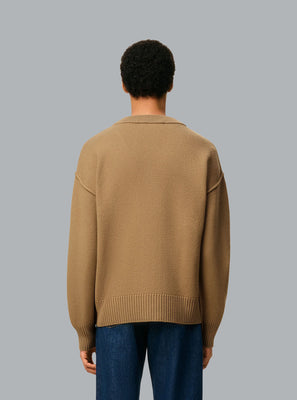 ADC FELTED WOOL CARDIGAN DARK BEIGE