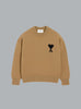 AMI DE COEUR FELTED WOOL CREWNECK DARK BEIGE