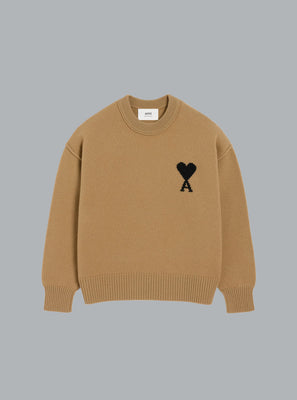 AMI DE COEUR FELTED WOOL CREWNECK DARK BEIGE