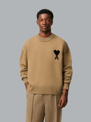 AMI DE COEUR FELTED WOOL CREWNECK DARK BEIGE