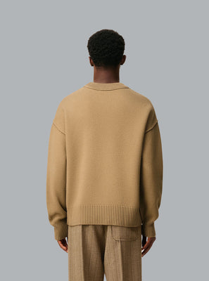 AMI DE COEUR FELTED WOOL CREWNECK DARK BEIGE