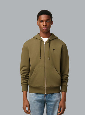 AMI DE COEUR ZIP THROUGH HOODIE ARMY GREEN