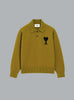 AMI DE COEUR FELTED WOOL POLO SHIRT ARMY GREEN