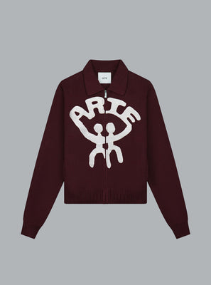 ALL TOGETHER LOGO CARDIGAN BURGUNDY