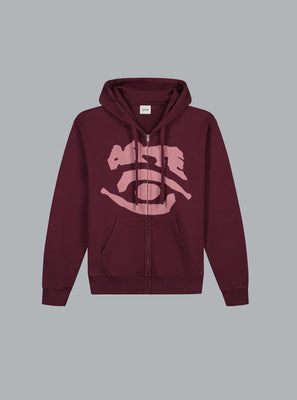 EYE FRONT LOGO ZIP THROUGH HOODIE BURGUNDY