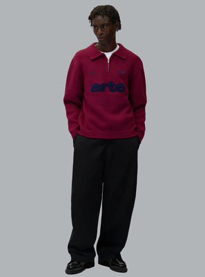 KNIT POLO SHIRT BURGUNDY