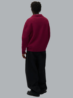 KNIT POLO SHIRT BURGUNDY