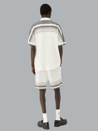 GEHAAKT SHIRT WIT / GRIJS