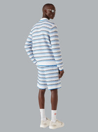 Polo shirt met lange mouwen en plooistiksels, blauw