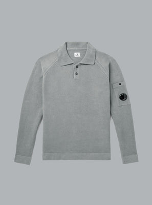 CHENILLE COTTON POLO SHIRT DARK GREY
