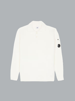 C.P. COMPANY CHENILLE COTTON POLO SHIRT White