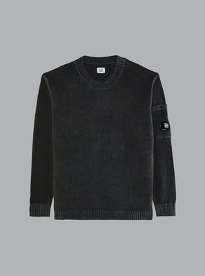 CHENILLE COTTON LENS CREWNECK BLACK