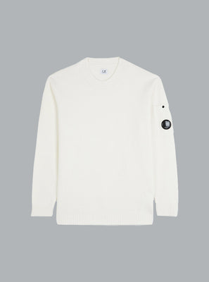 CHENILLE COTTON LENS CREWNECK WHITE