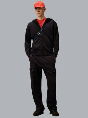 DIAGONAL RAISED FLEECE CARGO SWEATPANTS BLACK