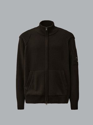 LAMBSWOOL GRS LENS CARDIGAN BLACK