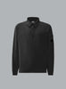 DIAGONAL RAISED FLEECE LENS POLO COLLAR SWEATER BLACK