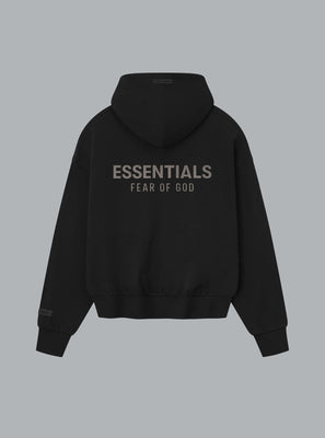 CLASSIC FIT LOGO ZIP THROUGH HOODIE JET BLACK