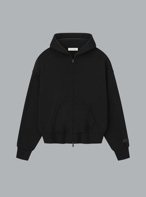 CLASSIC FIT LOGO ZIP THROUGH HOODIE JET BLACK