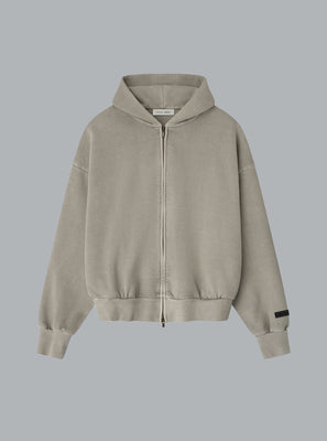 CLASSIC FIT EMBROIDERED LOGO ZIP THROUGH HOODIE