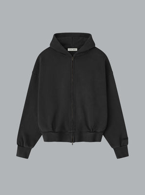 CLASSIC FIT EMBROIDERED LOGO ZIP THROUGH HOODIE
