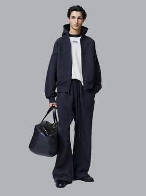 CLASSIC FIT EMBROIDERED LOGO ZIP THROUGH HOODIE