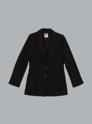 BLACK EYELET SINGLE BREASTED BLAZER