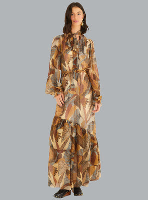 DOTTED MACAWS MAXI DRESS