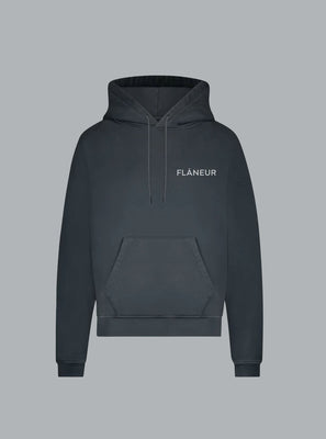 DOUBLE LOGO WASHED HOODIE BLACK